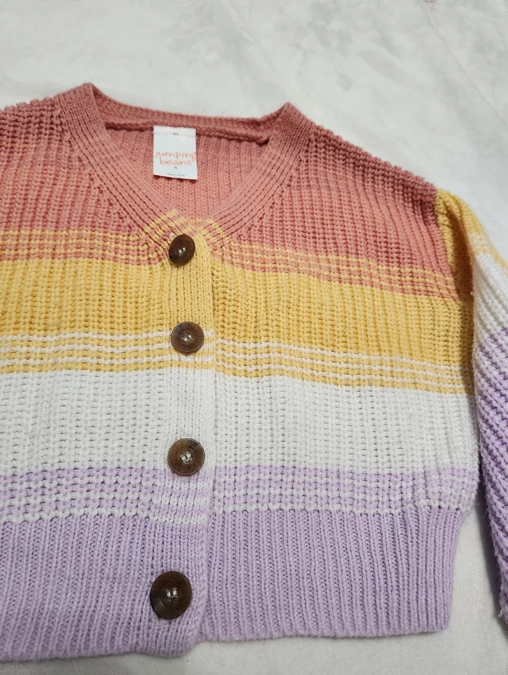 Jumping Beans Striped V-Neck Button Cardigan